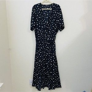 Nasty Gal Collection Wrap Dress Womens Size 20 Black Star Print